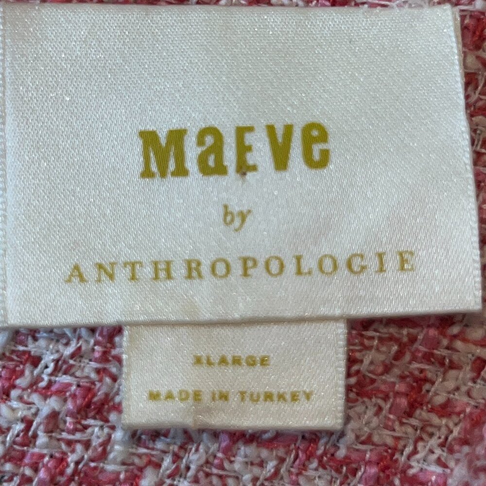 ANTHROPOLOGIE MAEVE RED WHITE & PINK BOUCLE TWEED CHANEL STYLE MINI DRESS - XL - Picture 11 of 15